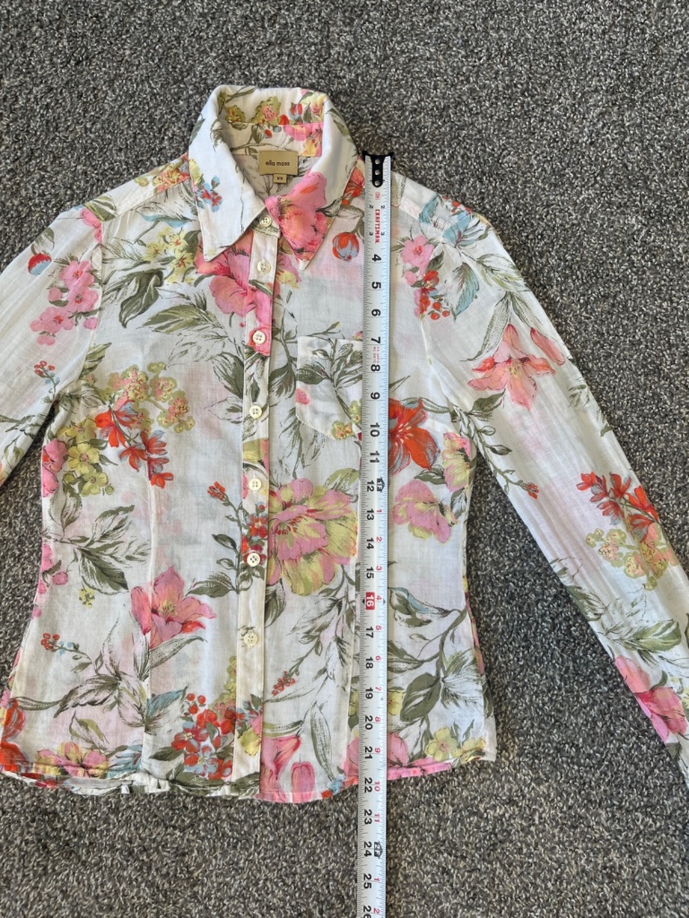 Ella Moss Floral Button-Down Shirt Size XS - Picture 6 of 9
